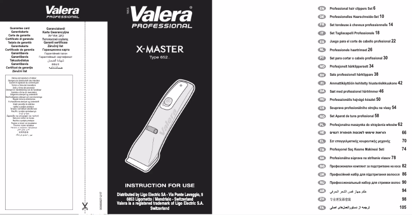 Page 1 de la notice Manuel utilisateur Valera X-Master