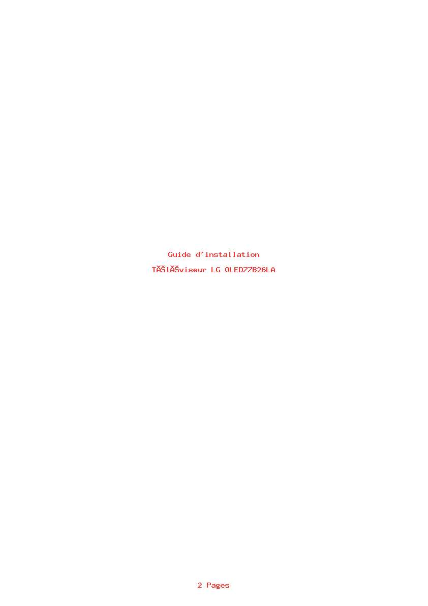 Page 1 de la notice Guide d'installation LG OLED77B26LA