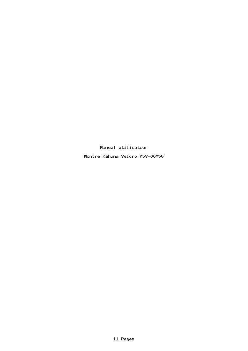 Page 1 de la notice Manuel utilisateur Kahuna Velcro K5V-0005G