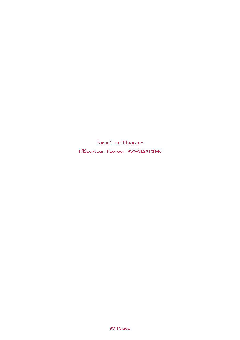 Page 1 de la notice Manuel utilisateur Pioneer VSX-9120TXH-K