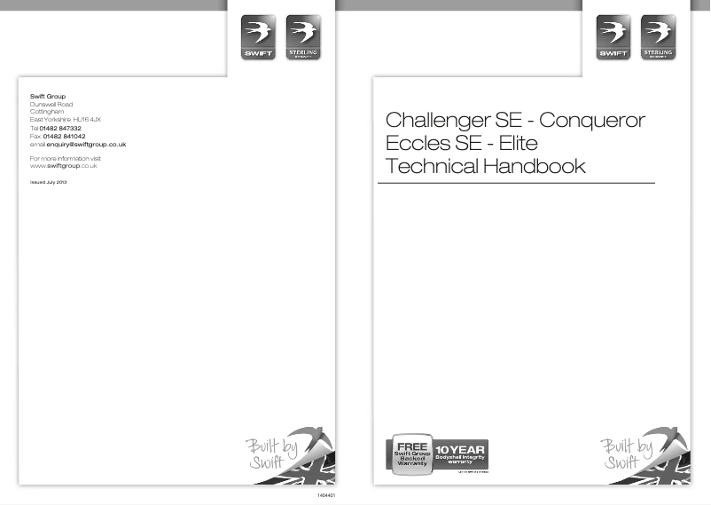 Page 1 de la notice Manuel utilisateur Swift Challenger SE(2014)
