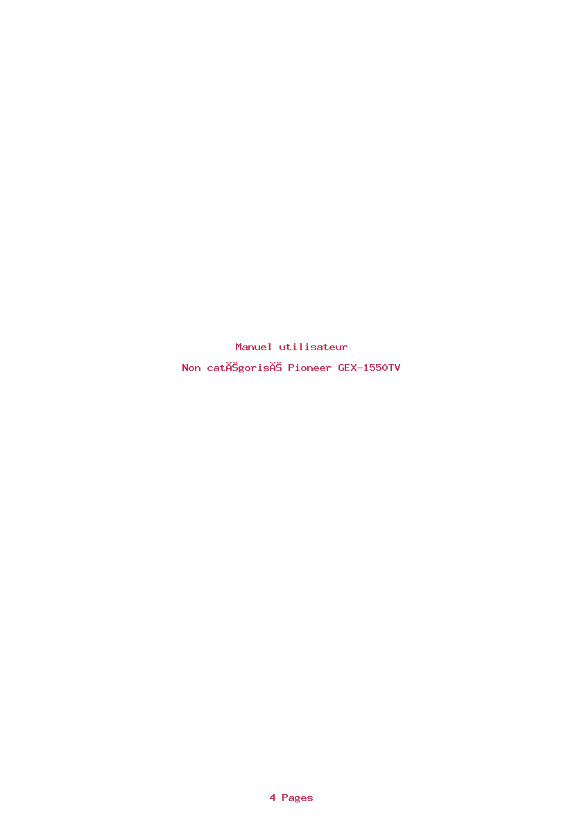 Page 1 de la notice Manuel utilisateur Pioneer GEX-1550TV
