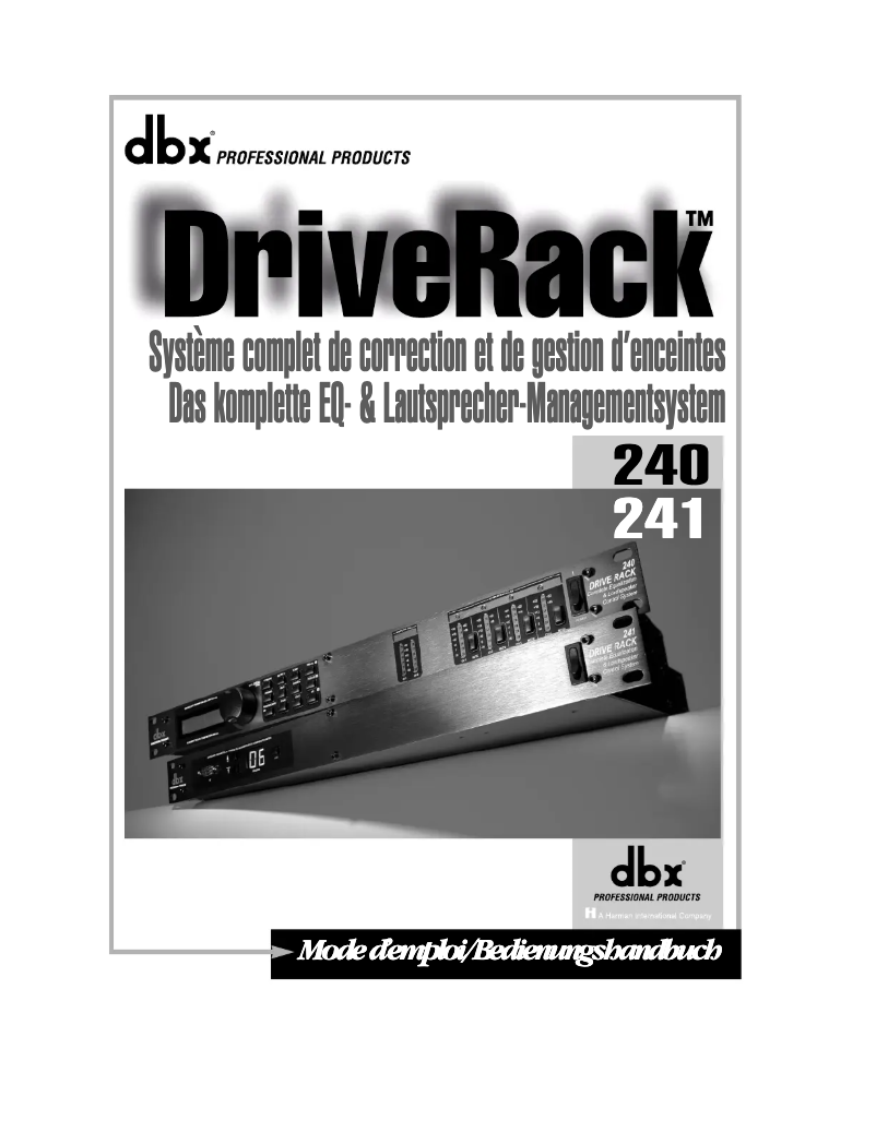 Page 1 de la notice Manuel utilisateur DBX DriveRack 241