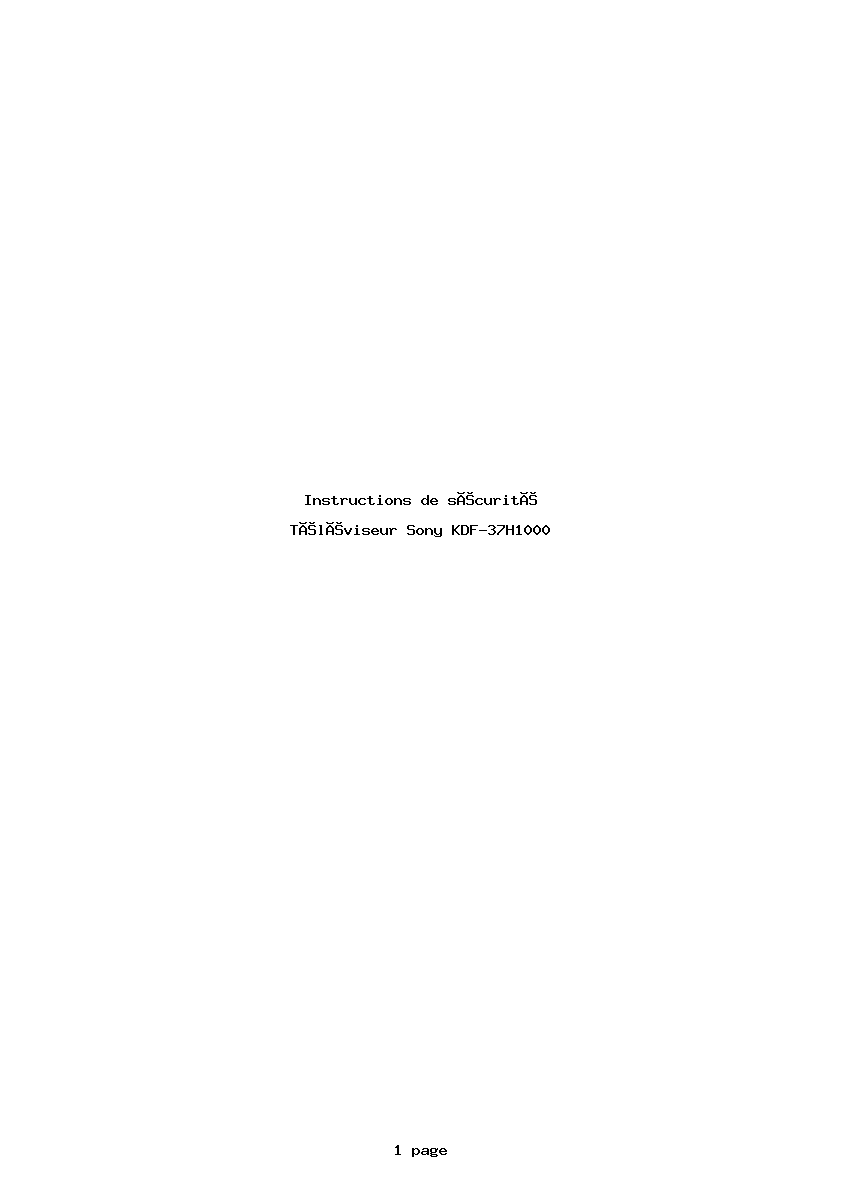 Page 1 de la notice Instructions de sécurité Sony KDF-37H1000