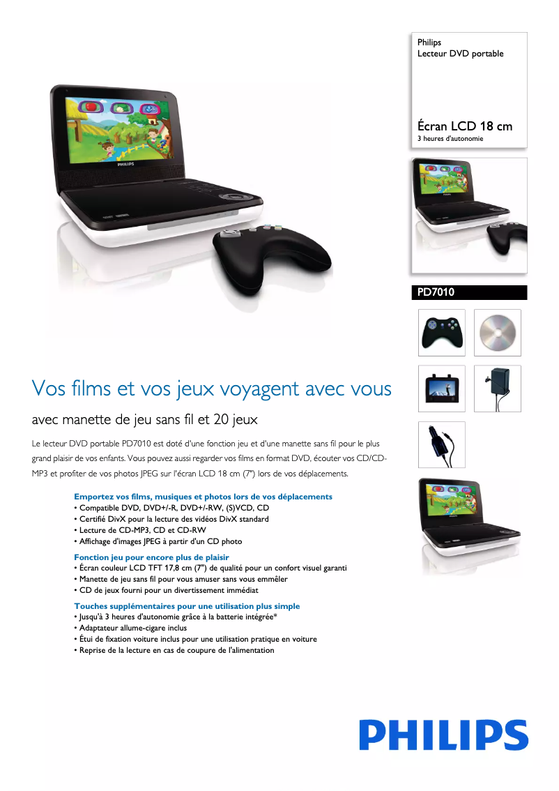 Página 1 del manual Ficha técnica Philips PD7010