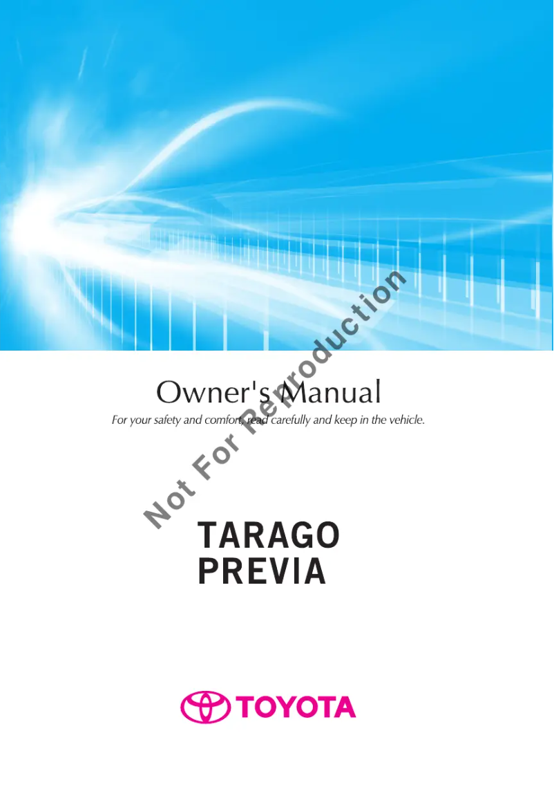 Page 1 de la notice Manuel utilisateur Toyota Previa (2014)