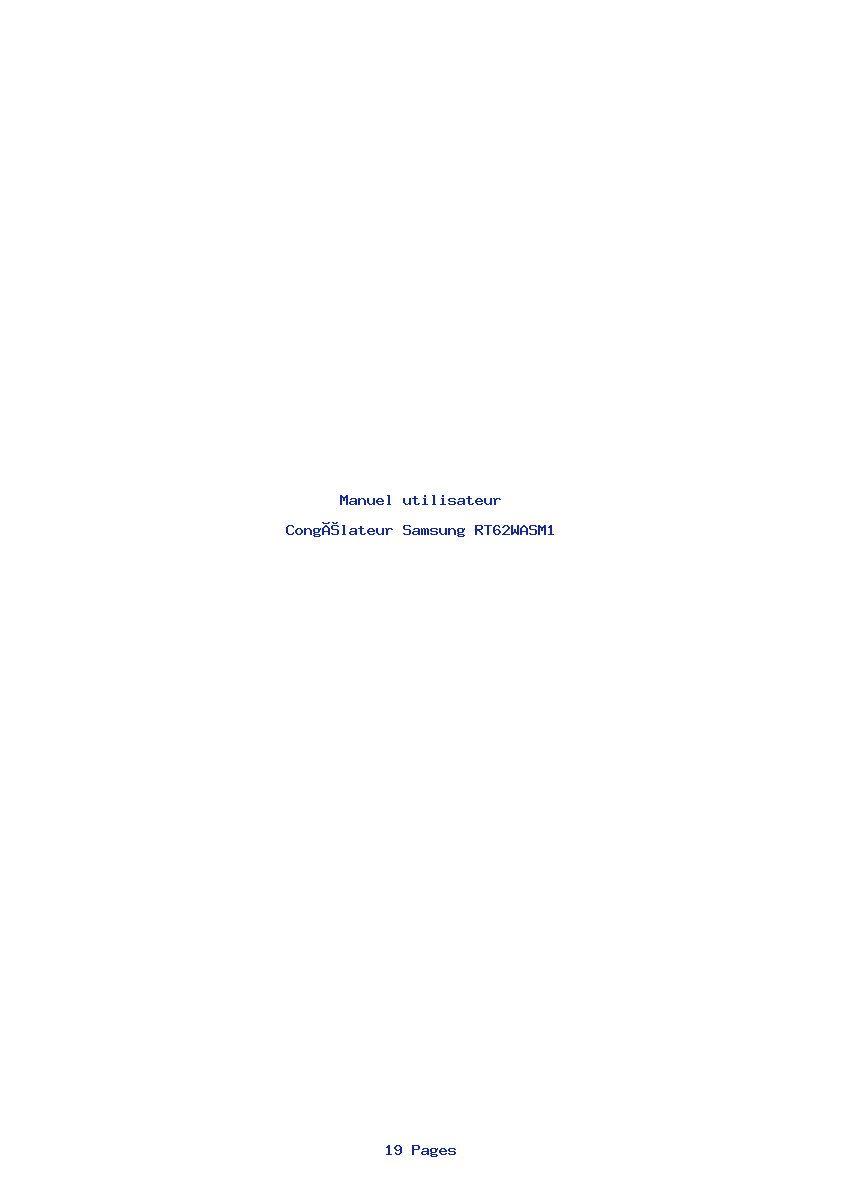 Page 1 de la notice Manuel utilisateur Samsung RT62WASM1