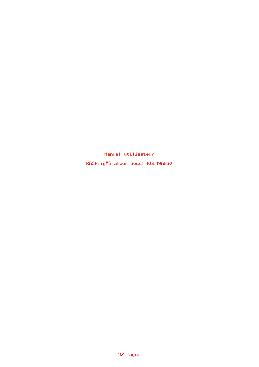 Page 1 de la notice Manuel utilisateur Bosch KGE49AW30