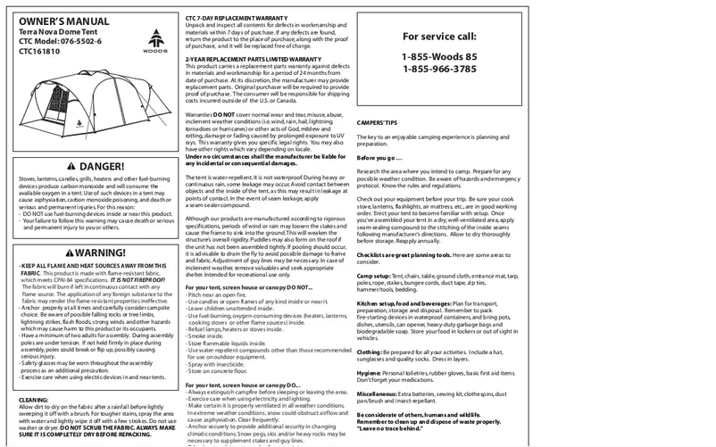Page 1 de la notice Manuel utilisateur Wood's Terra Nova 8