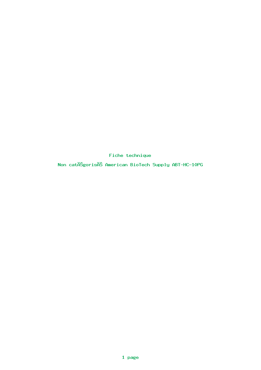 Page 1 de la notice Fiche technique American BioTech Supply ABT-HC-10PG