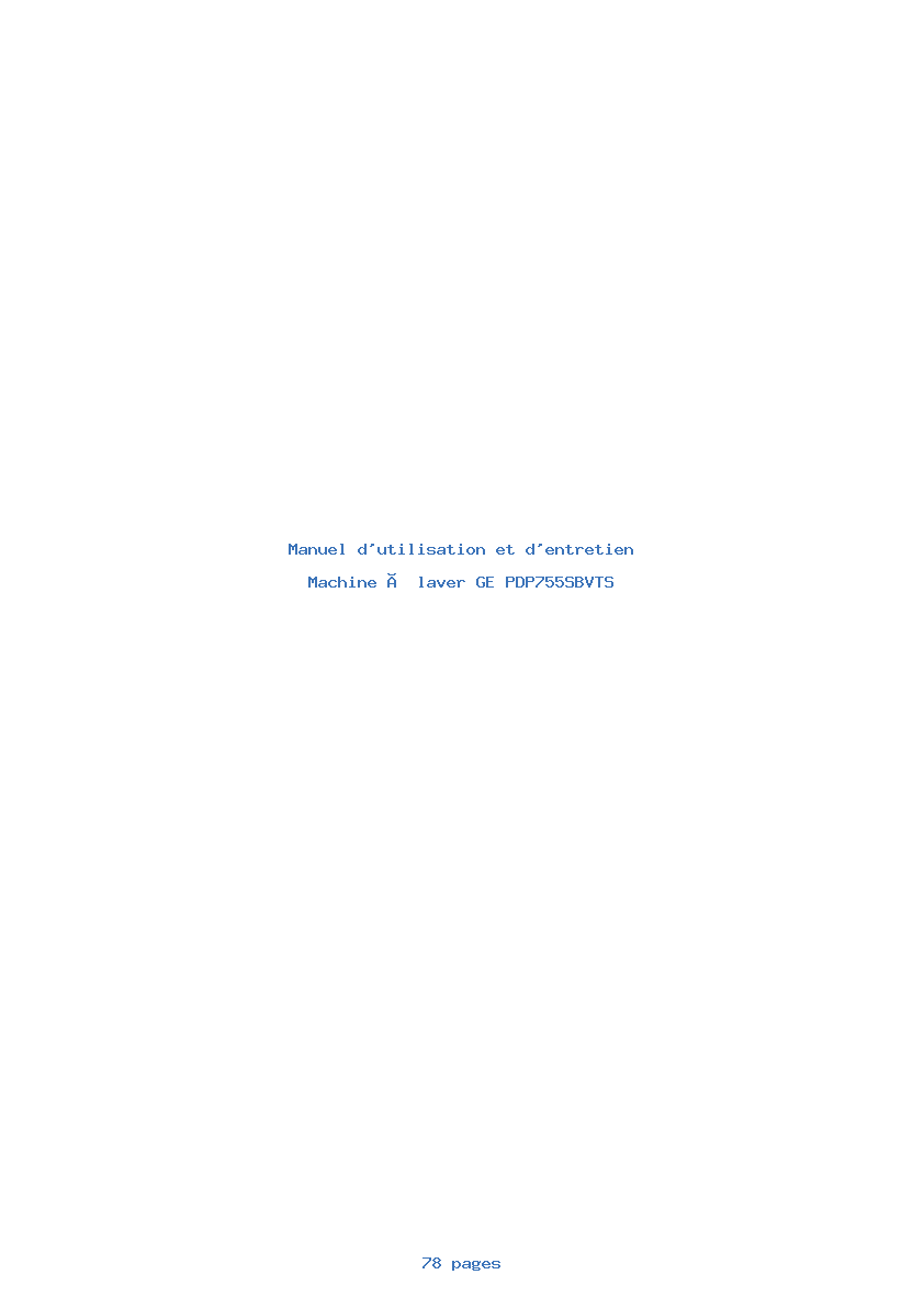 Page 1 de la notice Manuel d'utilisation et d'entretien GE PDP755SBVTS