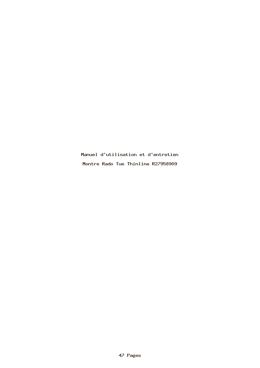 Image de la première page du manuel de l'appareil Tue Thinline R27958909