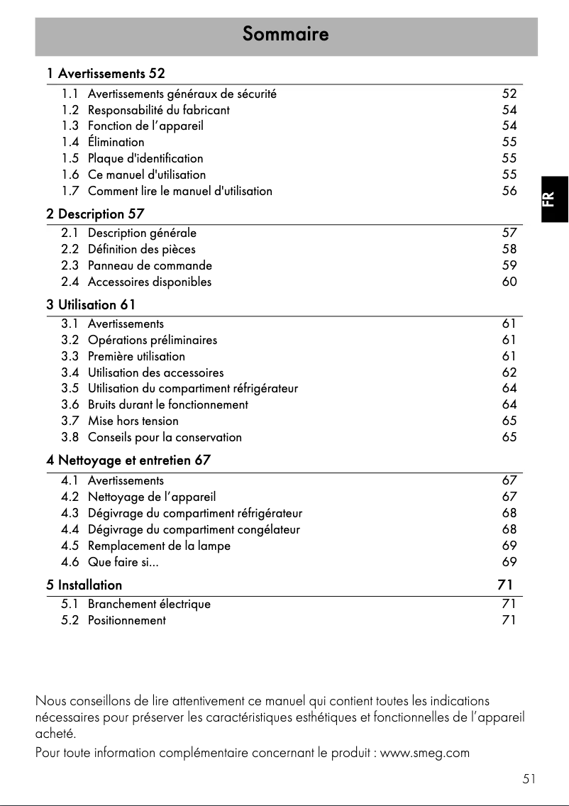 Página 1 del manual Manual de usuario Smeg FAB10LOR5