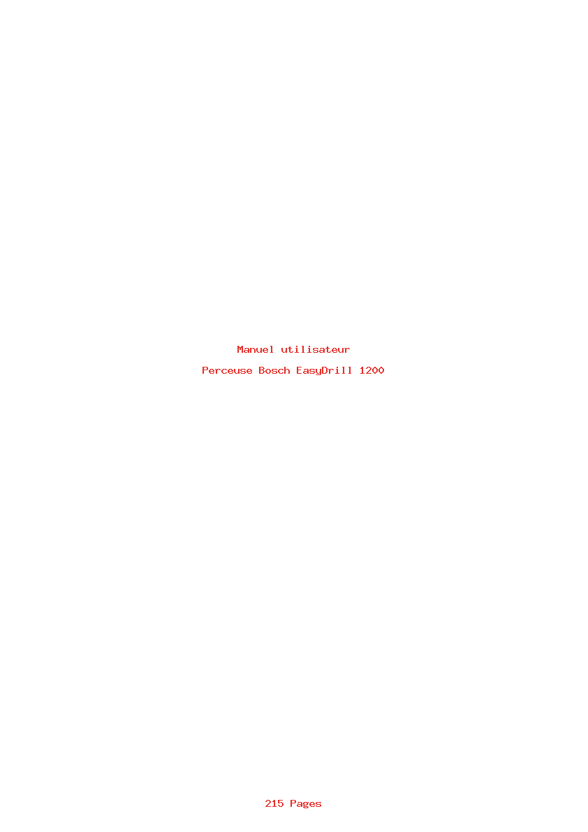 Page 1 de la notice Manuel utilisateur Bosch EasyDrill 1200