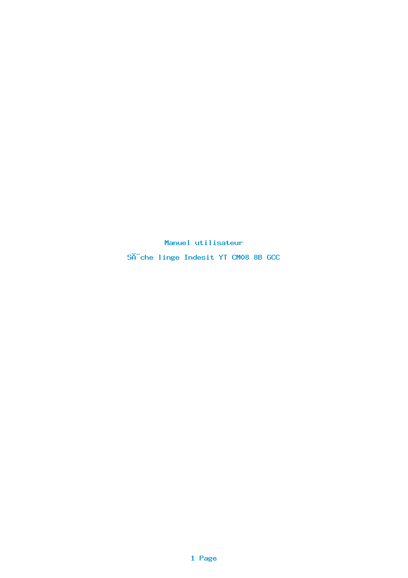 Page 1 de la notice Manuel utilisateur Indesit YT CM08 8B GCC