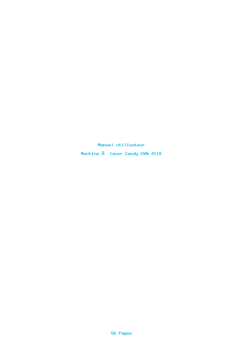 Page 1 de la notice Manuel utilisateur Candy GVW 4118