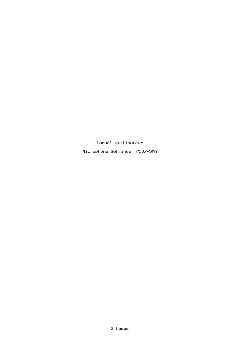 Page 1 de la notice Manuel utilisateur Behringer PSU7-SAA