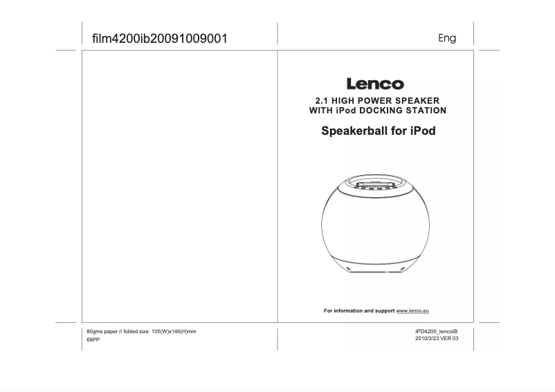 Página 1 del manual Manual de usuario Lenco Speakerball iPod