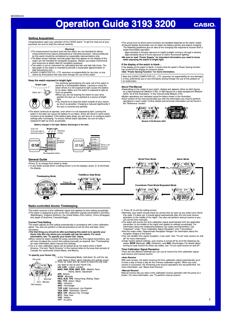 Page 1 de la notice Manuel utilisateur Casio GW-7900B-1ER