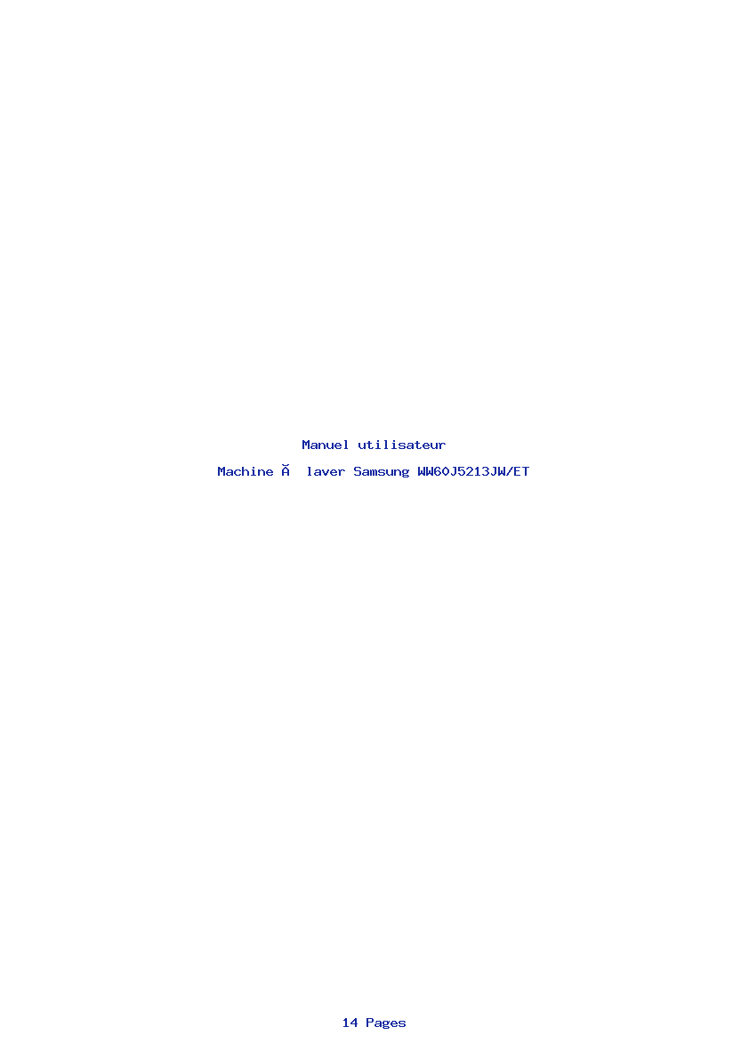 Page 1 de la notice Manuel utilisateur Samsung WW60J5213JW/ET