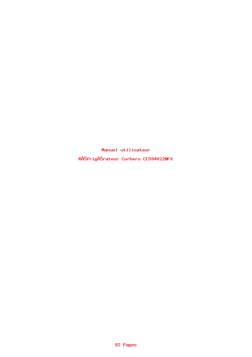 Page 1 de la notice Manuel utilisateur Corbero CC594V22NFX