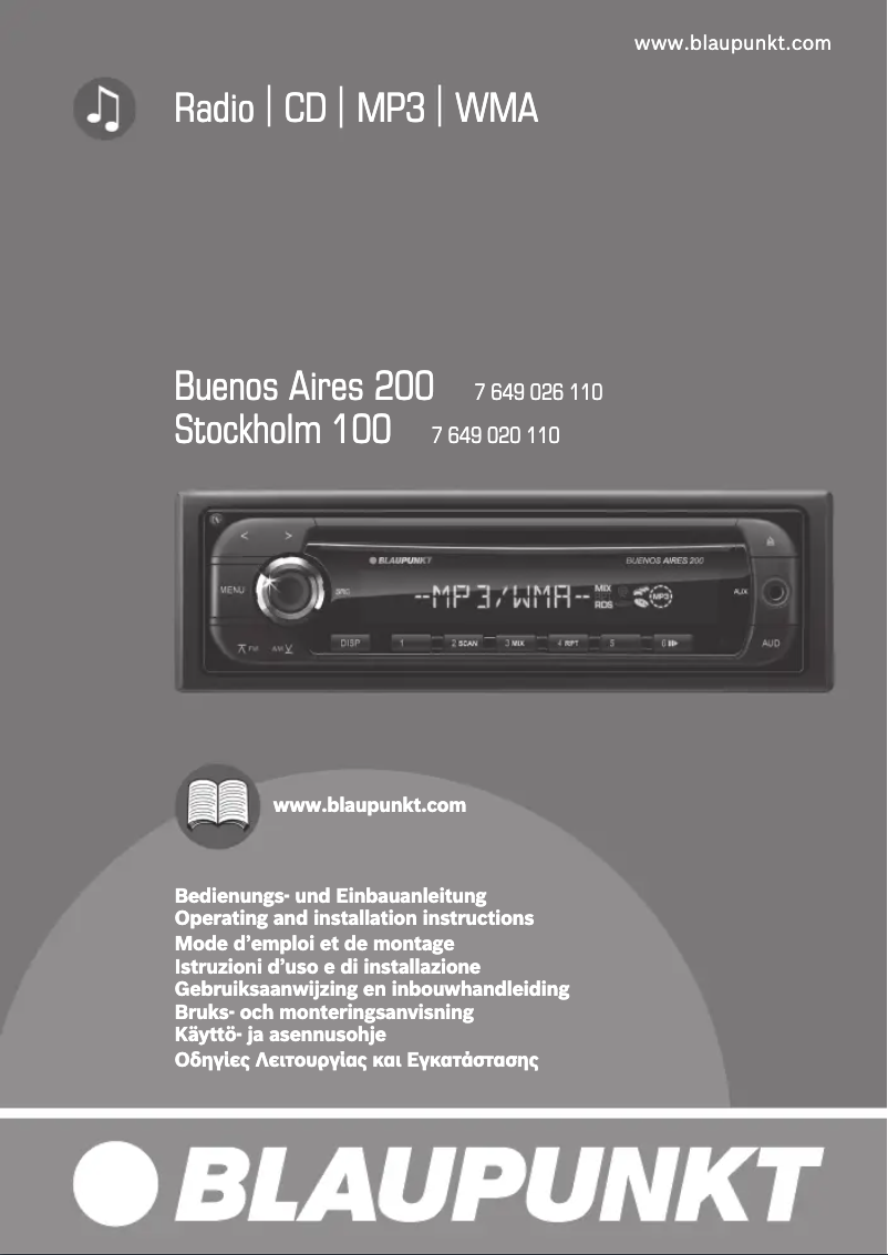 Page 1 of the manual User Manual Blaupunkt Buenos Aires 200