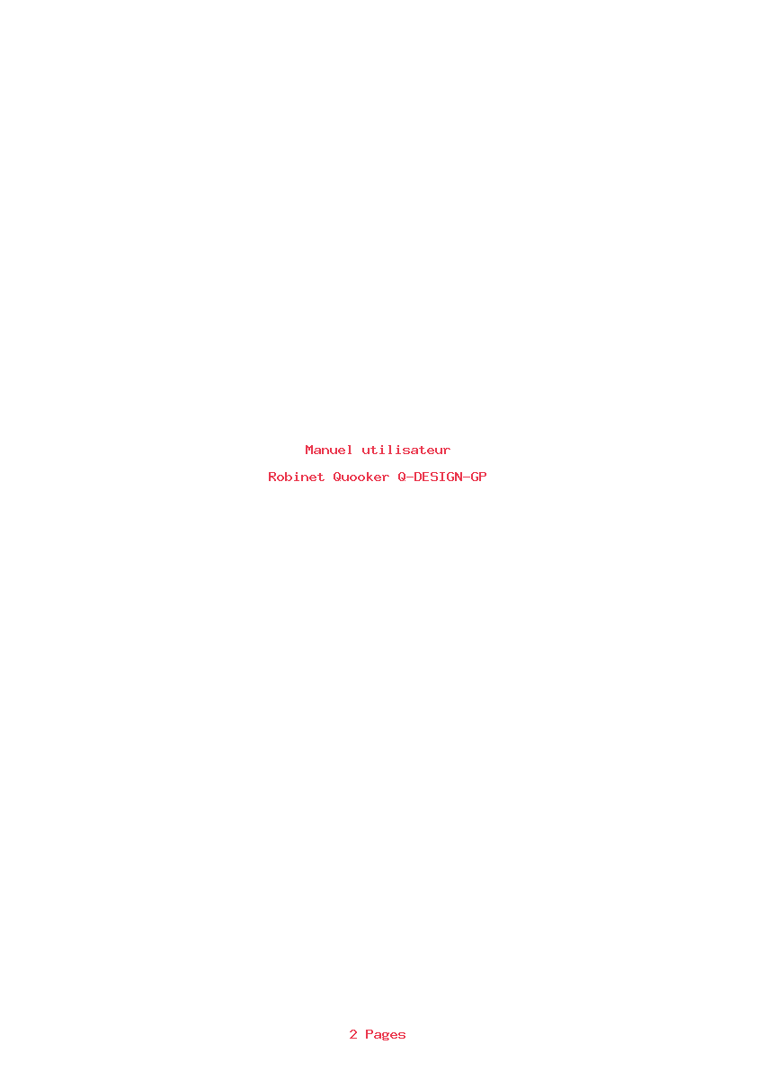 Page 1 de la notice Manuel utilisateur Quooker Q-DESIGN-GP