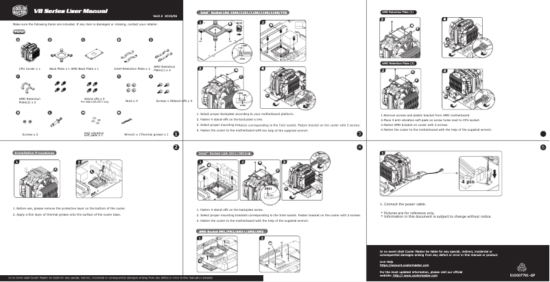 Page 1 de la notice Manuel utilisateur Cooler Master V8 GTS
