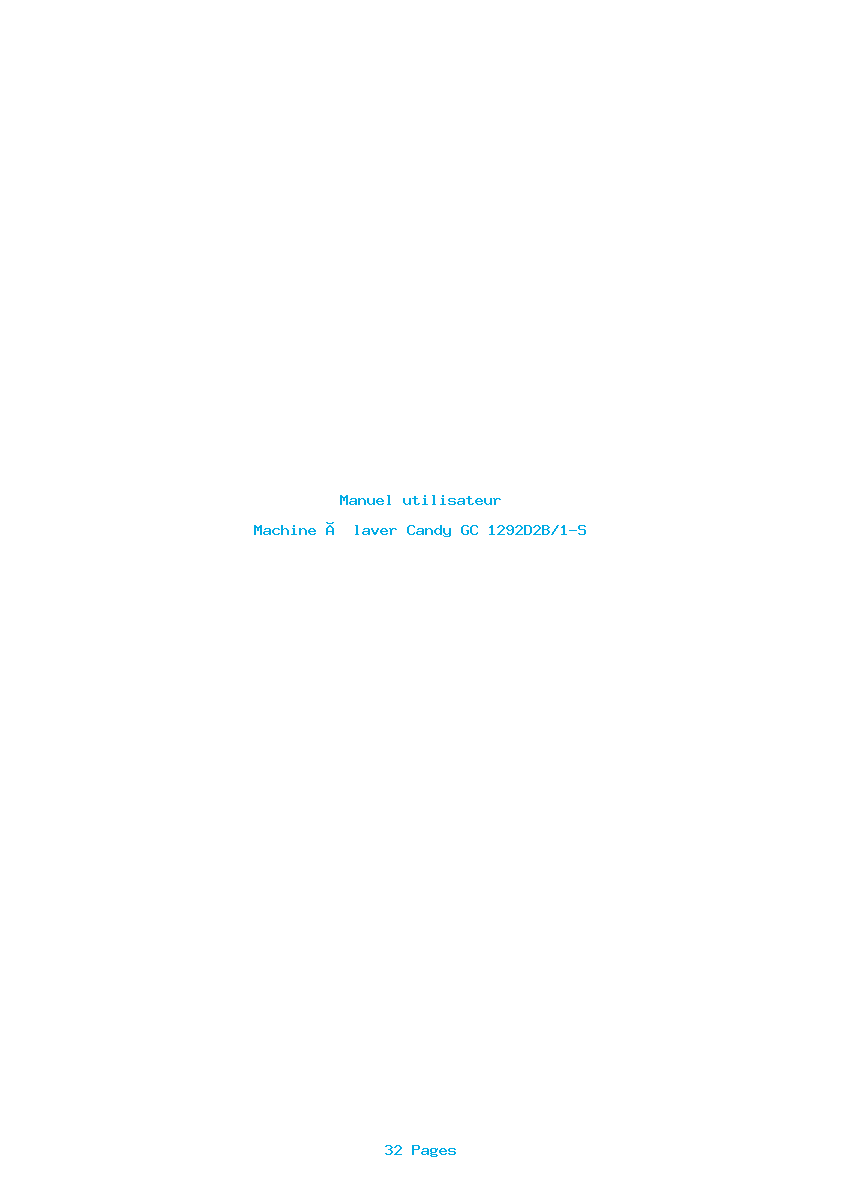 Page 1 de la notice Manuel utilisateur Candy GC 1292D2B/1-S