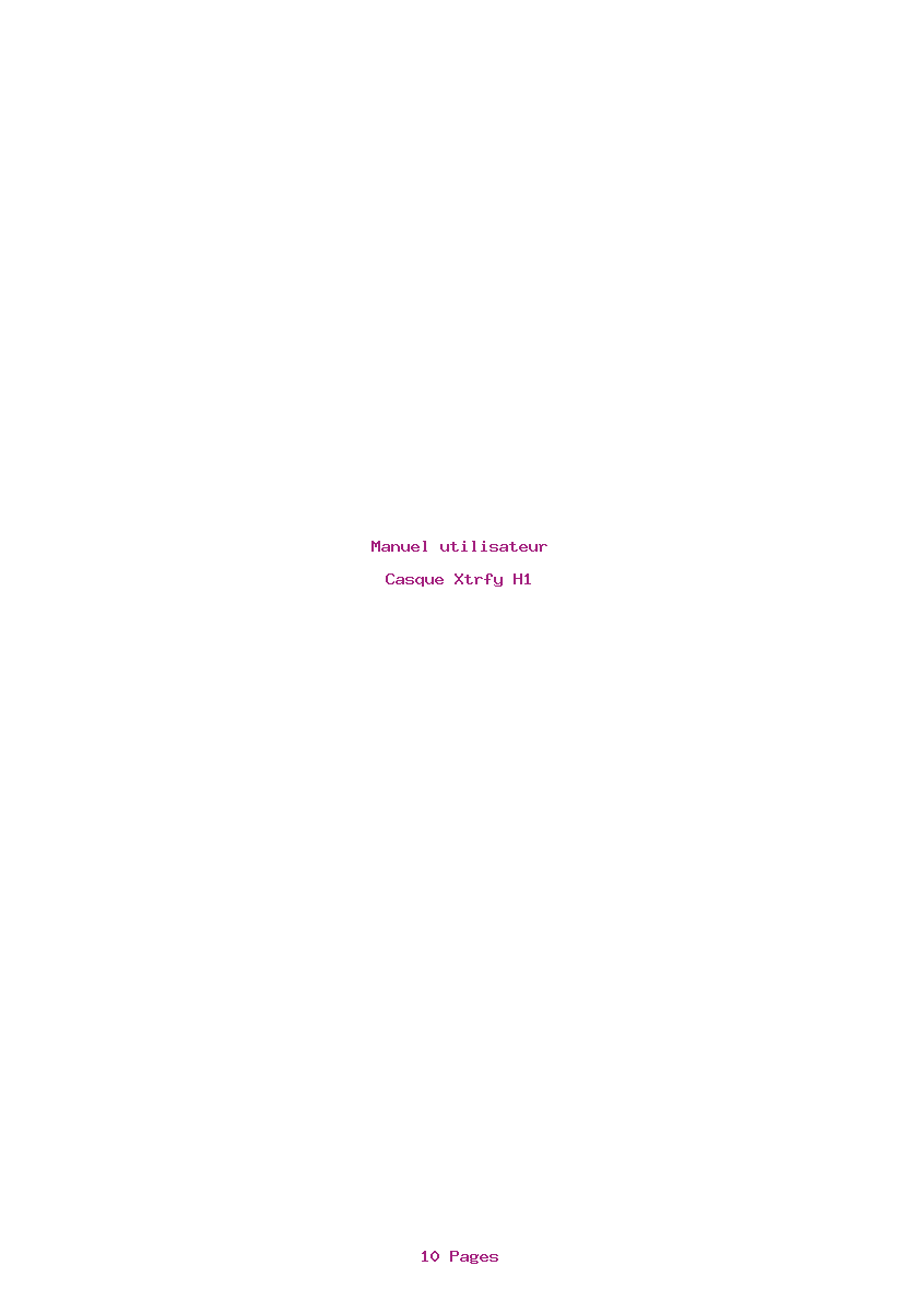 Page 1 de la notice Manuel utilisateur Xtrfy H1