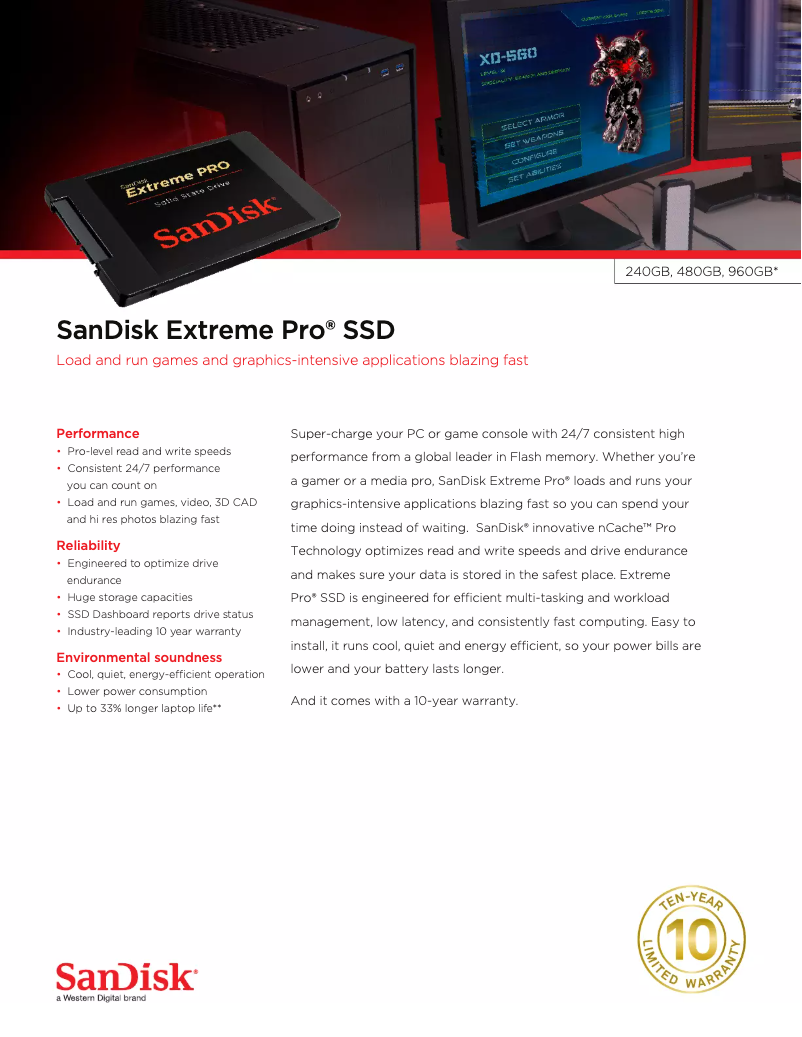 Page 1 de la notice Manuel utilisateur Sandisk Extreme Pro SSD