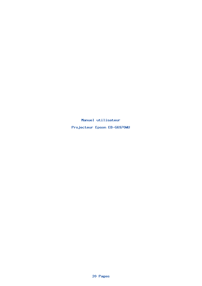 Page 1 de la notice Manuel utilisateur Epson EB-G6970WU