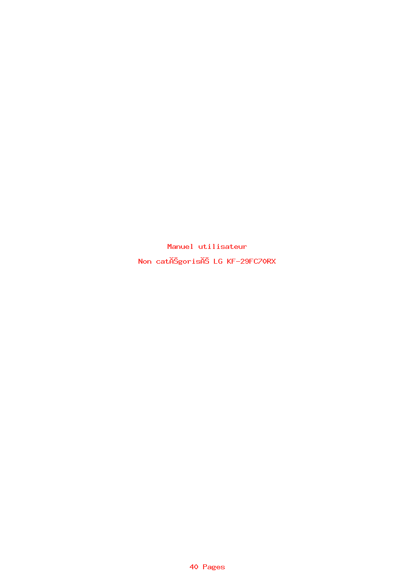 Page 1 de la notice Manuel utilisateur LG KF-29FC70RX