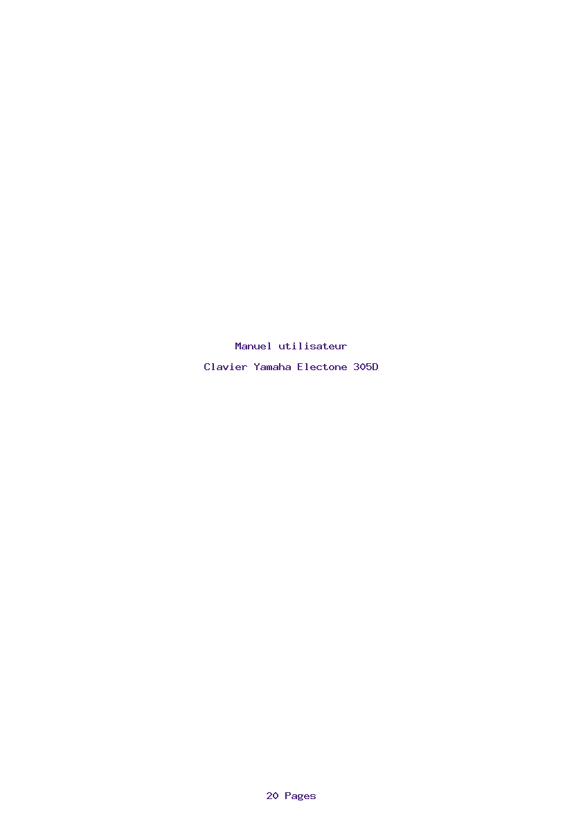 Page 1 de la notice Manuel utilisateur Yamaha Electone 305D