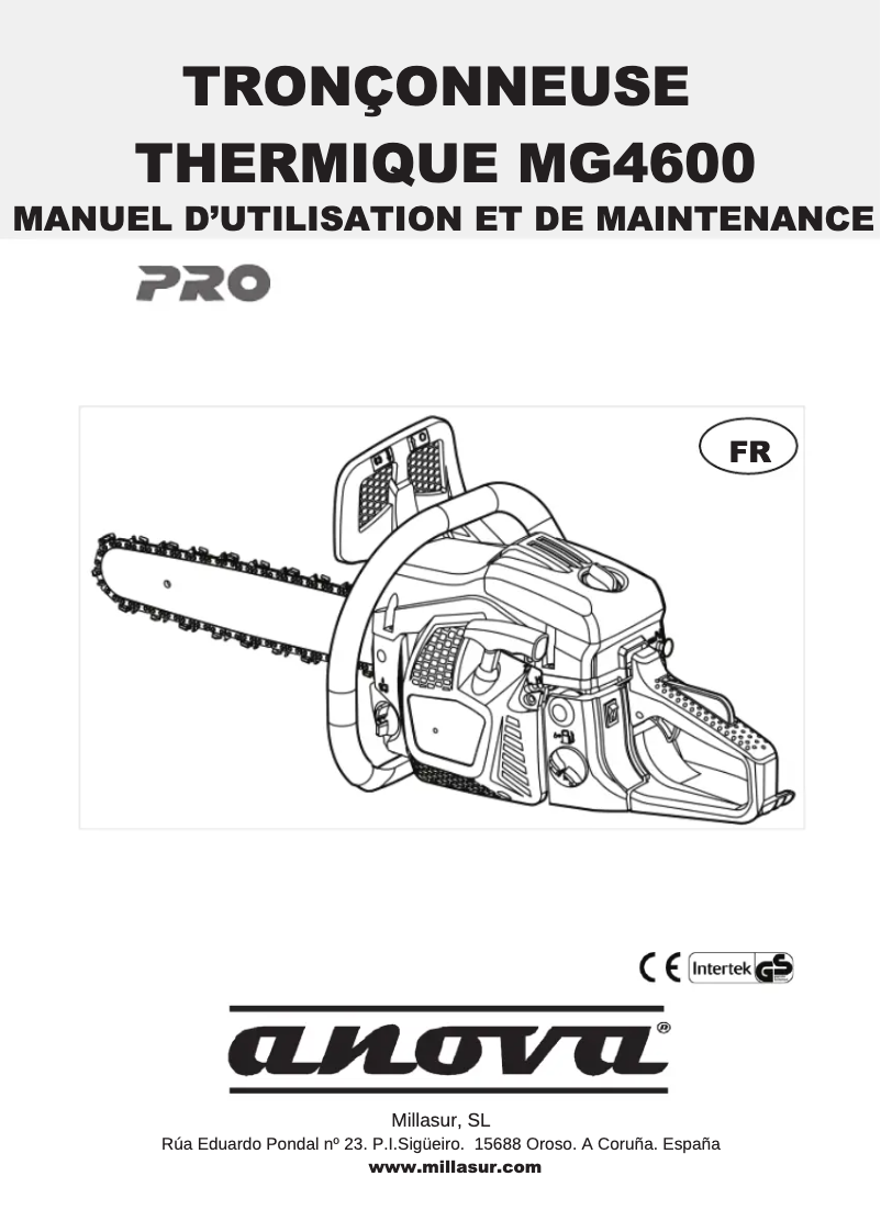 Page 1 de la notice Manuel utilisateur Anova MG4600