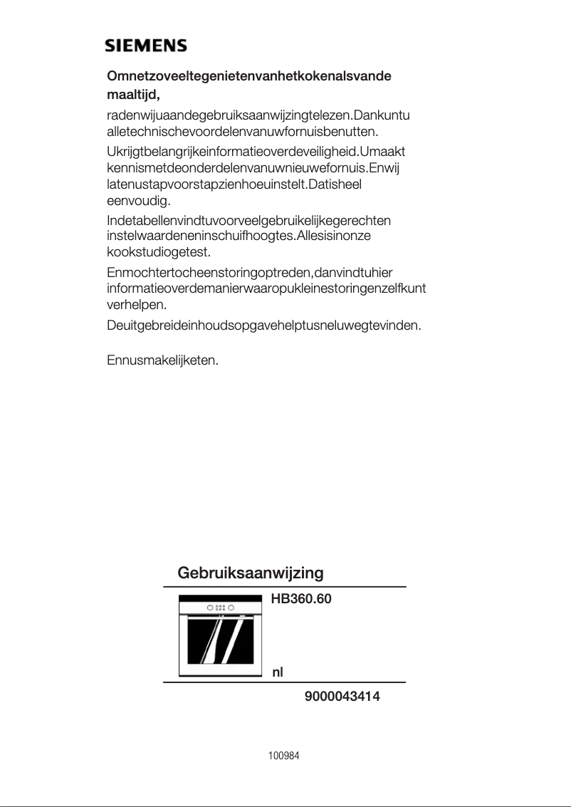 Page 1 de la notice Manuel utilisateur Siemens HB360260