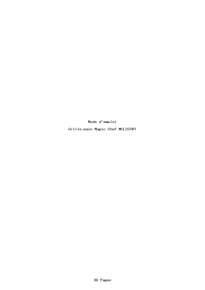Page 1 de la notice Mode d'emploi Magic Chef MCL2STRT