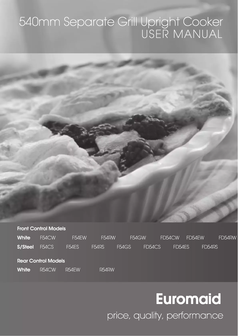 Page 1 de la notice Manuel utilisateur Euromaid F54EW