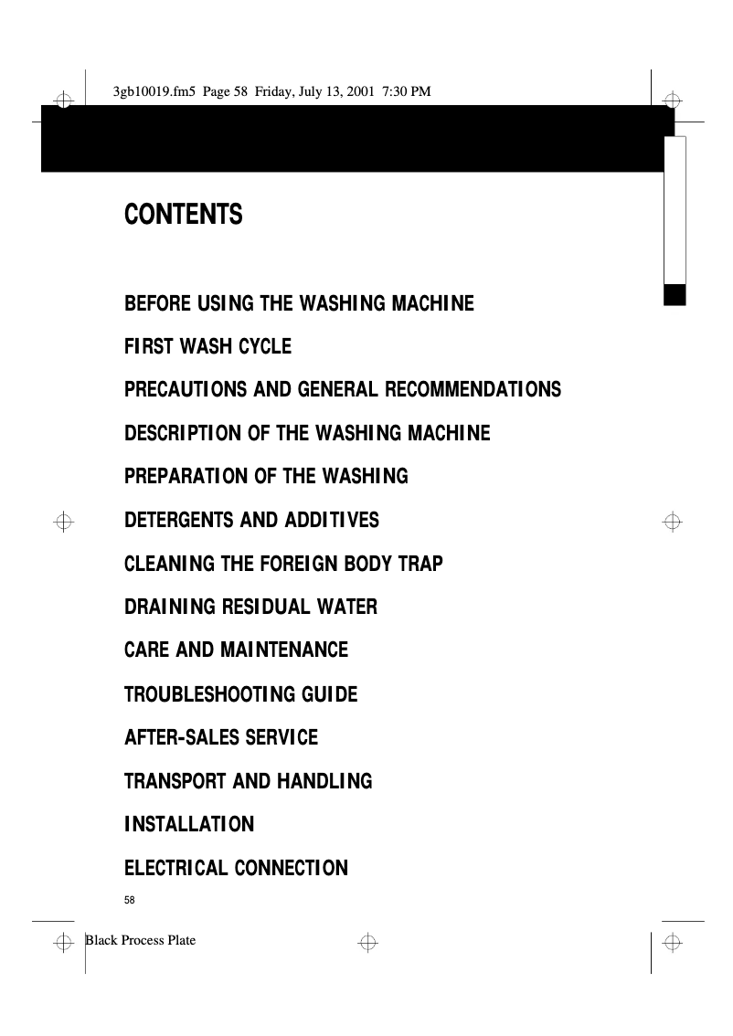Page 1 de la notice Manuel utilisateur Whirlpool AWT 2376