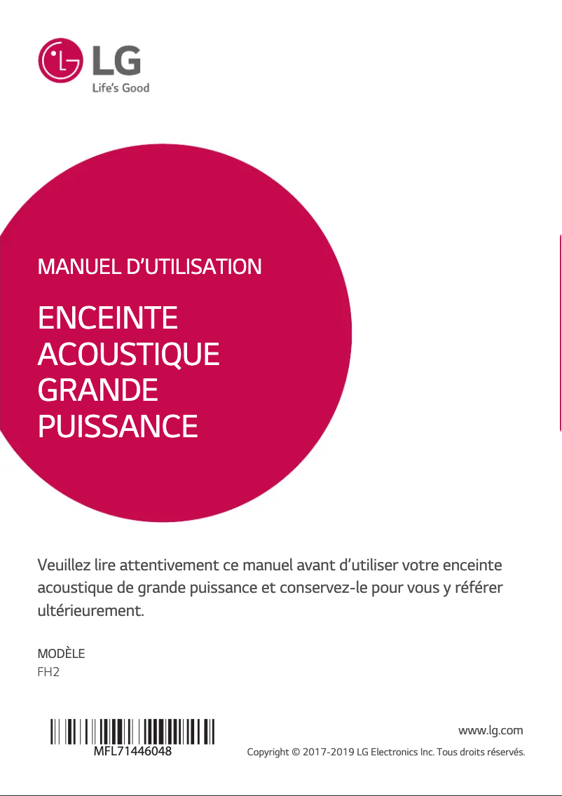 Page 1 de la notice Manuel utilisateur LG LOUDR FH2