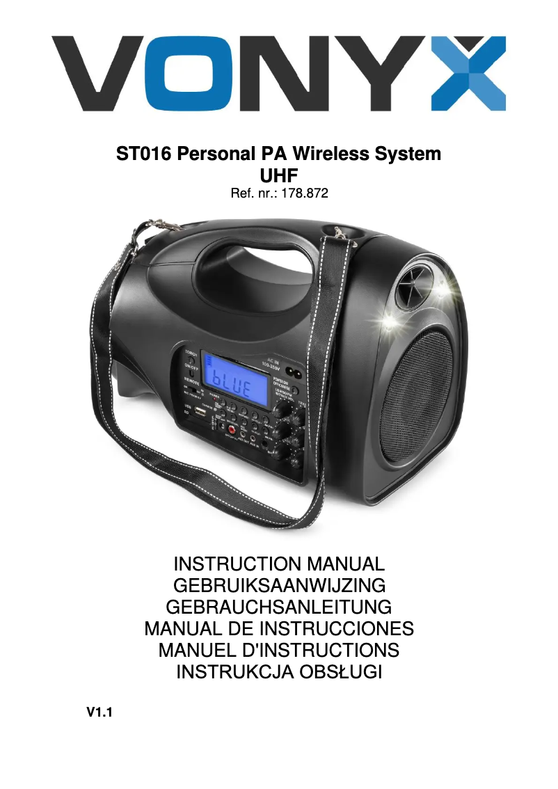 Page 1 de la notice Manuel utilisateur Vonyx ST016