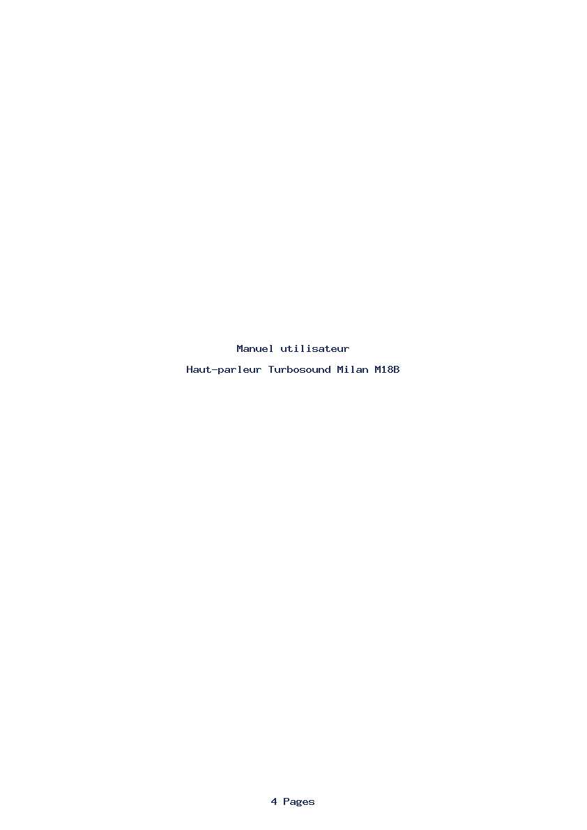 Page 1 de la notice Manuel utilisateur Turbosound Milan M18B