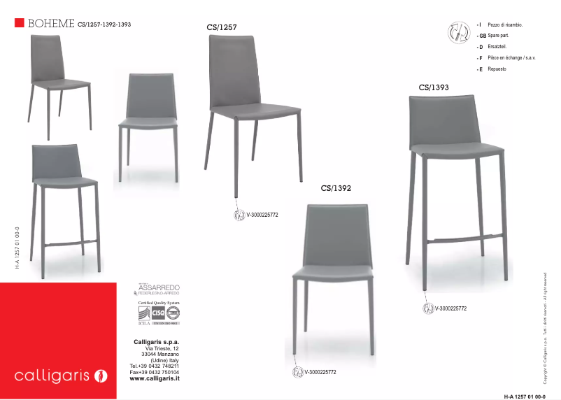 Page 1 de la notice Manuel utilisateur Calligaris .com BOHEME