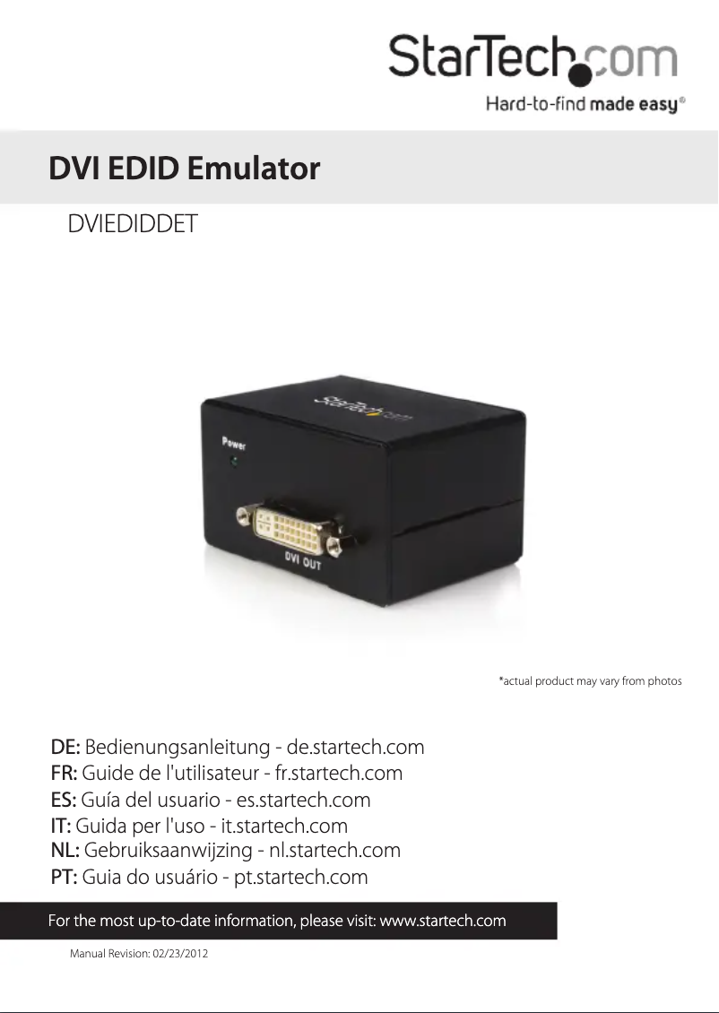 Page 1 de la notice Manuel utilisateur StarTech.com DVIEDIDDET