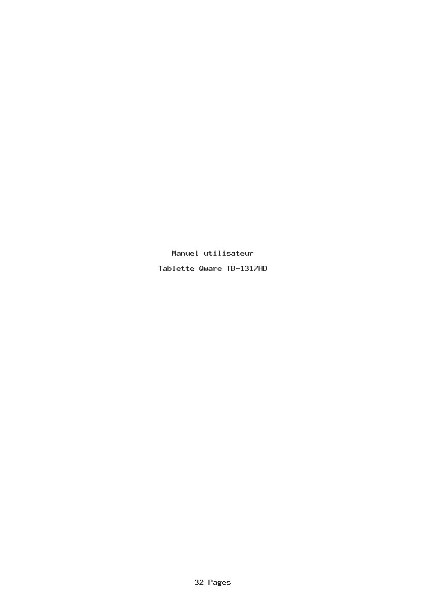 Page 1 de la notice Manuel utilisateur Qware TB-1317HD