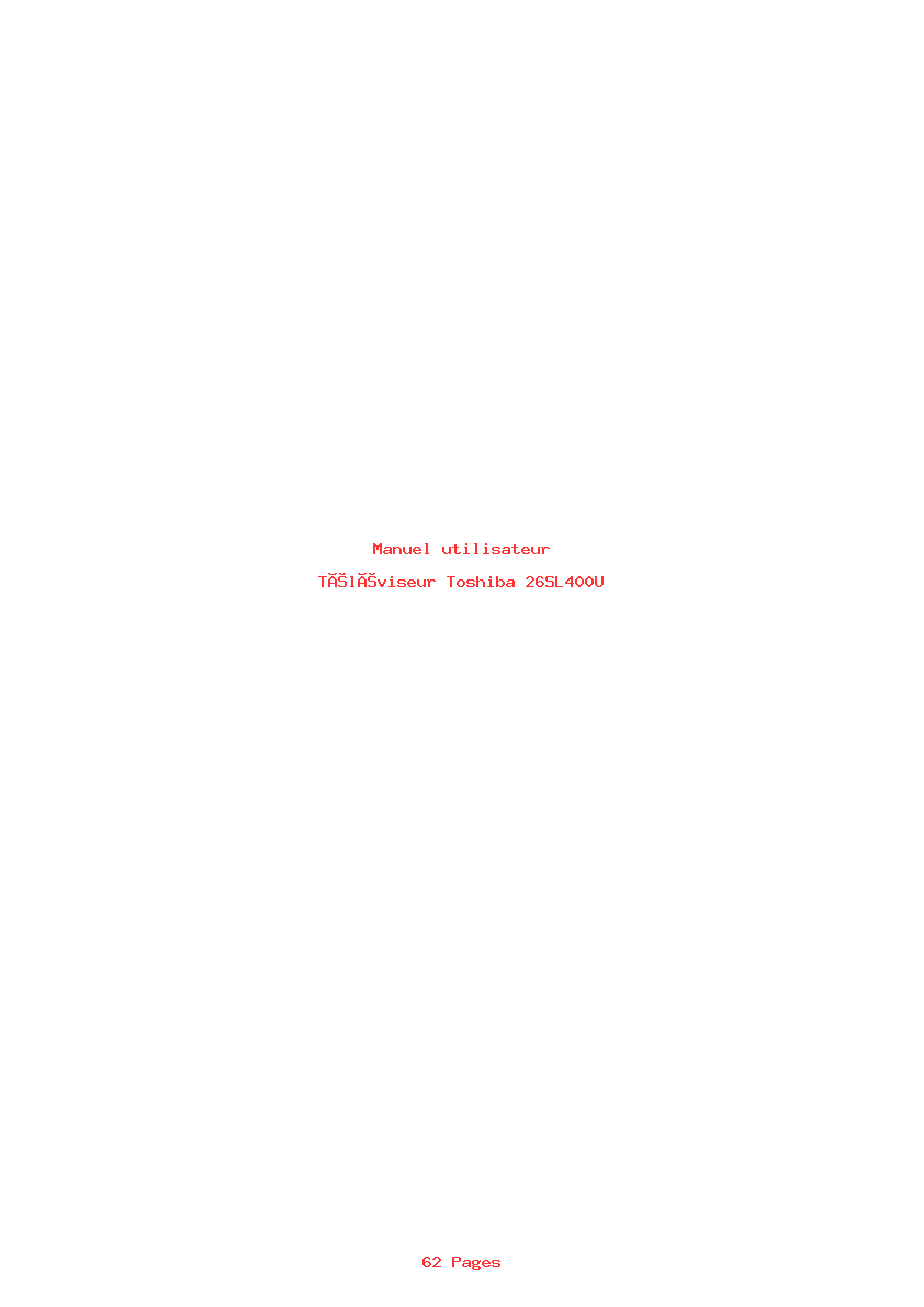 Page 1 de la notice Manuel utilisateur Toshiba 26SL400U