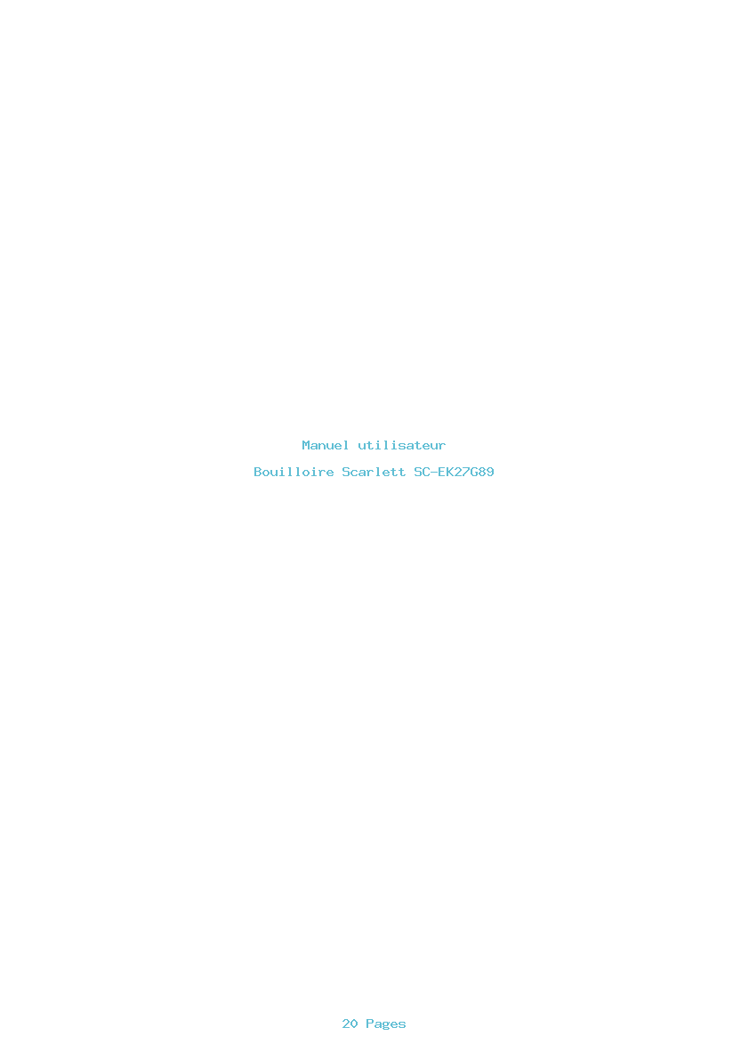 Page 1 de la notice Manuel utilisateur Scarlett SC-EK27G89