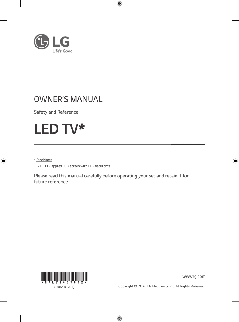 Page 1 of the manual User Manual LG 49UN7200PTF