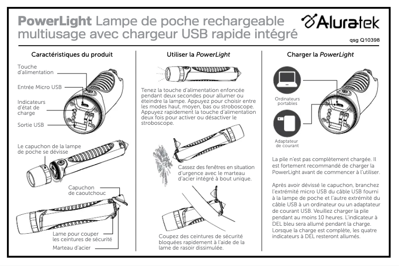 Page 1 de la notice Manuel utilisateur Aluratek ACEK210F