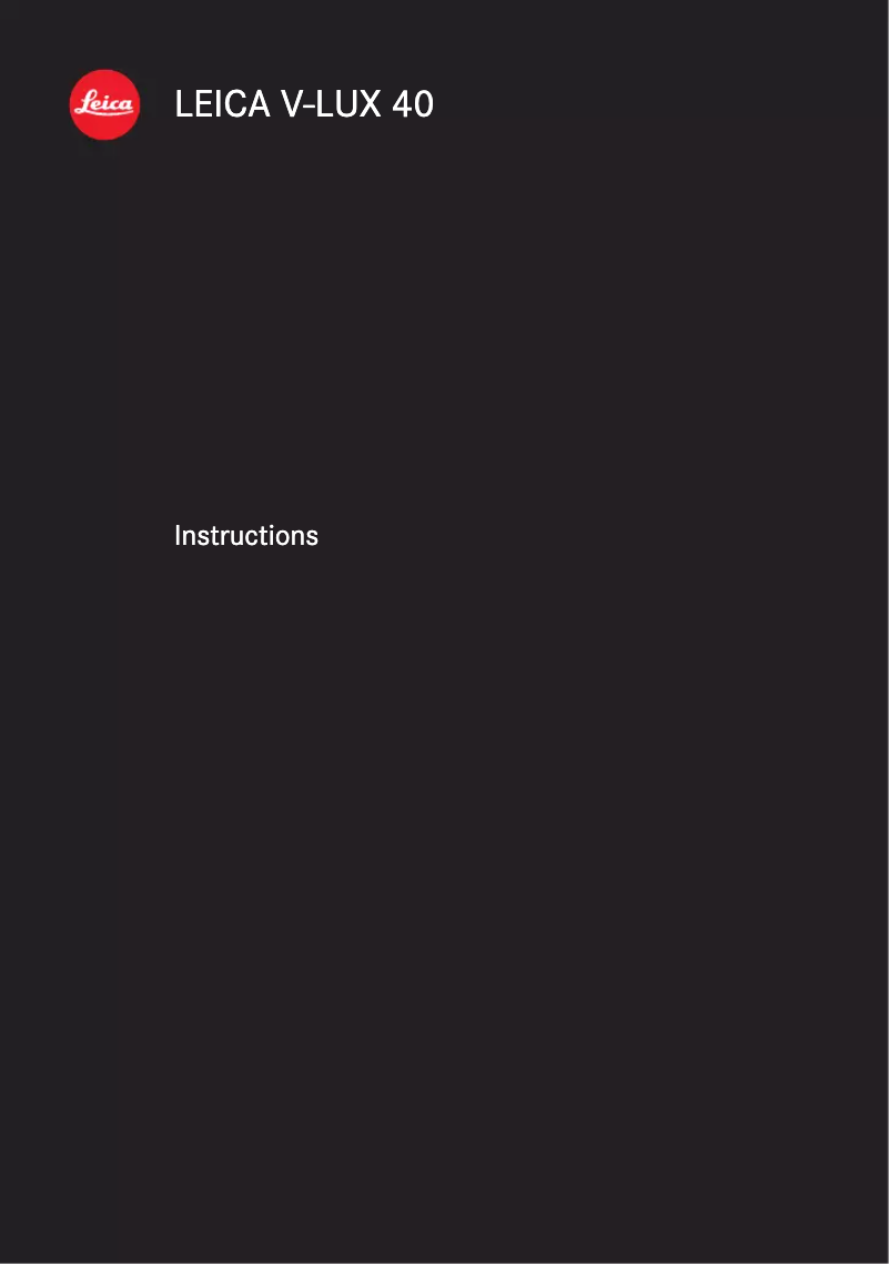 Page 1 de la notice Manuel utilisateur Leica V-Lux 40
